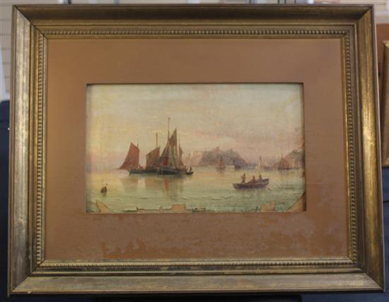 Henry Redmore (1820-1887) Shipping leaving harbour and On a calm sea, 12 x 19.5in. (a.f.)